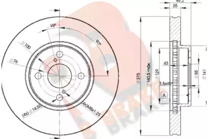 Тормозной диск R BRAKE 78RBD22080