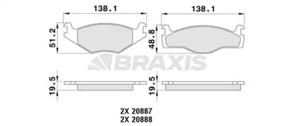 Комплект тормозных колодок BRAXIS AA0065