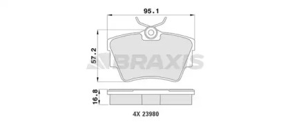 Комплект тормозных колодок, дисковый тормоз BRAXIS AA0070