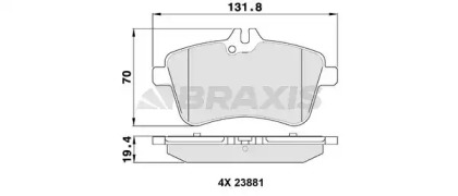 Комплект тормозных колодок BRAXIS AA0099