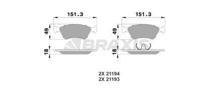 Комплект тормозных колодок BRAXIS AA0122