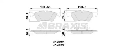 Комплект тормозных колодок BRAXIS AA0123