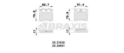 Комплект тормозных колодок BRAXIS AA0152