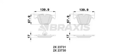 Комплект тормозных колодок BRAXIS AA0194