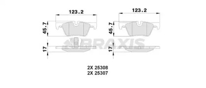 Комплект тормозных колодок BRAXIS AA0196
