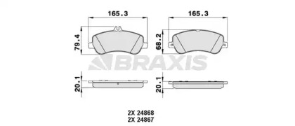 Комплект тормозных колодок BRAXIS AA0209