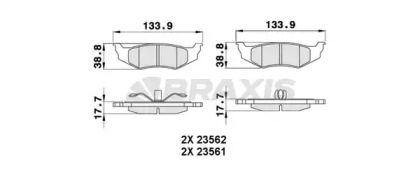 Комплект тормозных колодок BRAXIS AA0255