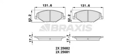 Комплект тормозных колодок BRAXIS AA0258