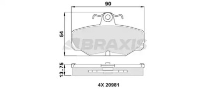 Комплект тормозных колодок BRAXIS AA0325