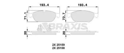 Комплект тормозных колодок BRAXIS AA0393