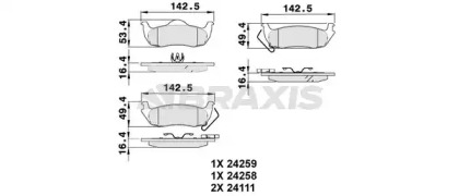 Комплект тормозных колодок BRAXIS AA0506