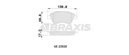 Комплект тормозных колодок, дисковый тормоз BRAXIS AB0018