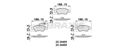 Комплект тормозных колодок BRAXIS AB0129