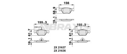 Комплект тормозных колодок BRAXIS AB0139