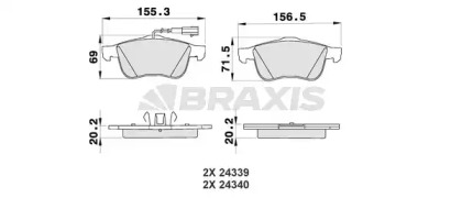 Комплект тормозных колодок BRAXIS AB0189