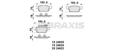 Комплект тормозных колодок BRAXIS AB0195