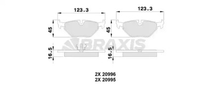 Комплект тормозных колодок, дисковый тормоз BRAXIS AB0249