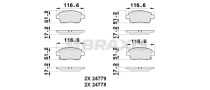 Комплект тормозных колодок BRAXIS AB0257