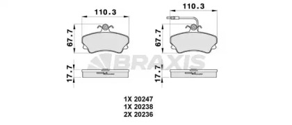 Комплект тормозных колодок BRAXIS AB0306