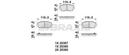 Комплект тормозных колодок BRAXIS AB0307