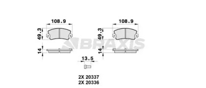 Комплект тормозных колодок BRAXIS AB0314