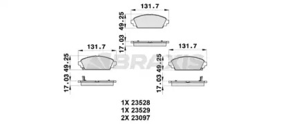 Комплект тормозных колодок BRAXIS AB0350