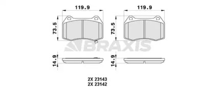 Комплект тормозных колодок BRAXIS AB0410