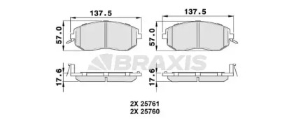 Комплект тормозных колодок BRAXIS AB0491