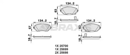 Комплект тормозных колодок BRAXIS AB0493