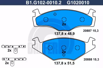 Комплект тормозных колодок GALFER B1.G102-0010.2