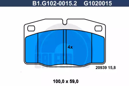 Комплект тормозных колодок GALFER B1.G102-0015.2