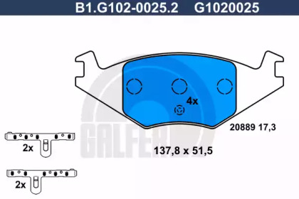 Комплект тормозных колодок GALFER B1.G102-0025.2