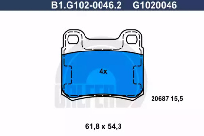 Комплект тормозных колодок GALFER B1.G102-0046.2