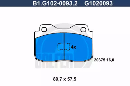 Комплект тормозных колодок GALFER B1.G102-0093.2