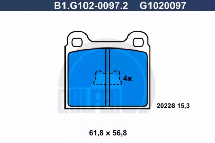 Комплект тормозных колодок GALFER B1.G102-0097.2