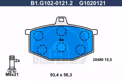 Комплект тормозных колодок GALFER B1.G102-0121.2