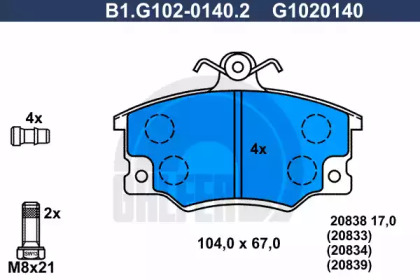 Комплект тормозных колодок GALFER B1.G102-0140.2