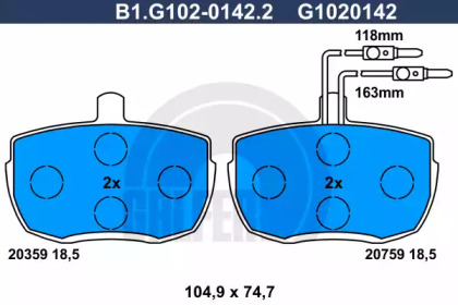 Комплект тормозных колодок GALFER B1.G102-0142.2