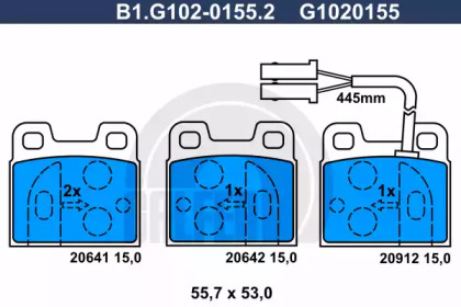 Комплект тормозных колодок GALFER B1.G102-0155.2