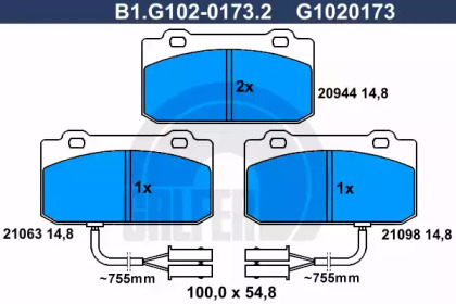 Комплект тормозных колодок GALFER B1.G102-0173.2