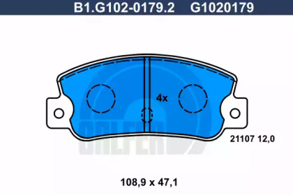 Комплект тормозных колодок GALFER B1.G102-0179.2