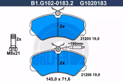 Комплект тормозных колодок GALFER B1.G102-0183.2