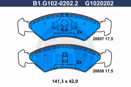 Комплект тормозных колодок GALFER B1.G102-0202.2