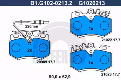 Комплект тормозных колодок GALFER B1.G102-0213.2