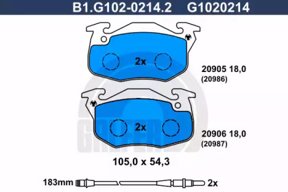 Комплект тормозных колодок GALFER B1.G102-0214.2