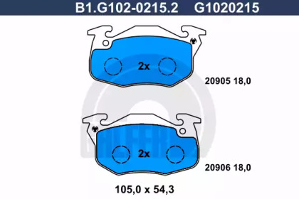 Комплект тормозных колодок GALFER B1.G102-0215.2