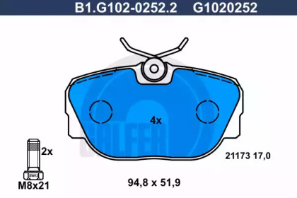 Комплект тормозных колодок GALFER B1.G102-0252.2