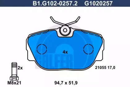 Комплект тормозных колодок GALFER B1.G102-0257.2