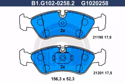 Комплект тормозных колодок GALFER B1.G102-0258.2