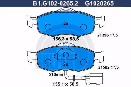 Комплект тормозных колодок GALFER B1.G102-0265.2